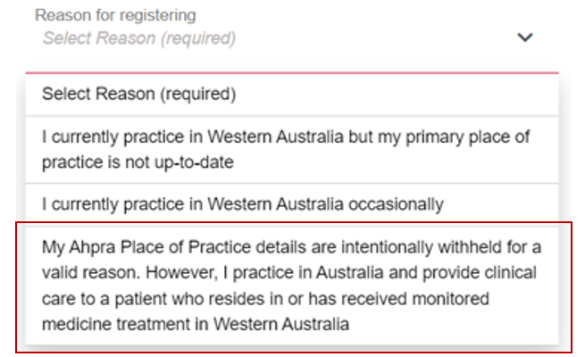 reason for registering list of options