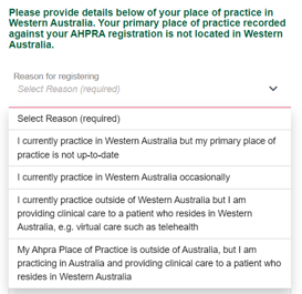reason for registering list of options